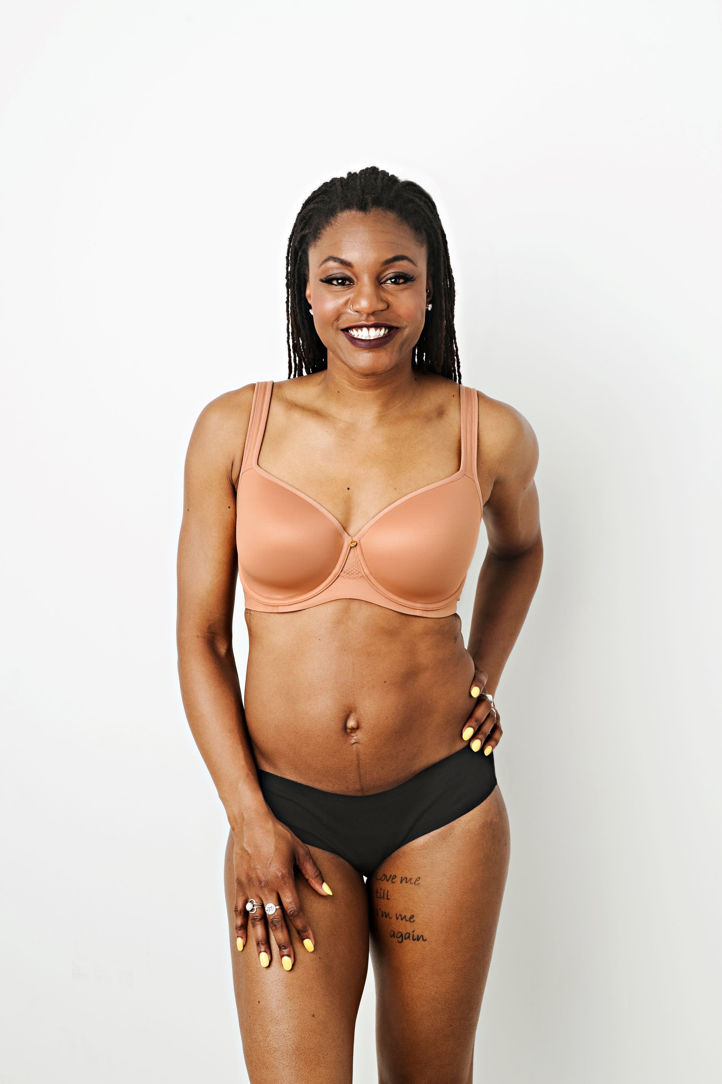 Abbie Luxe Back & Side Smoothing T-Shirt Bra in Buff