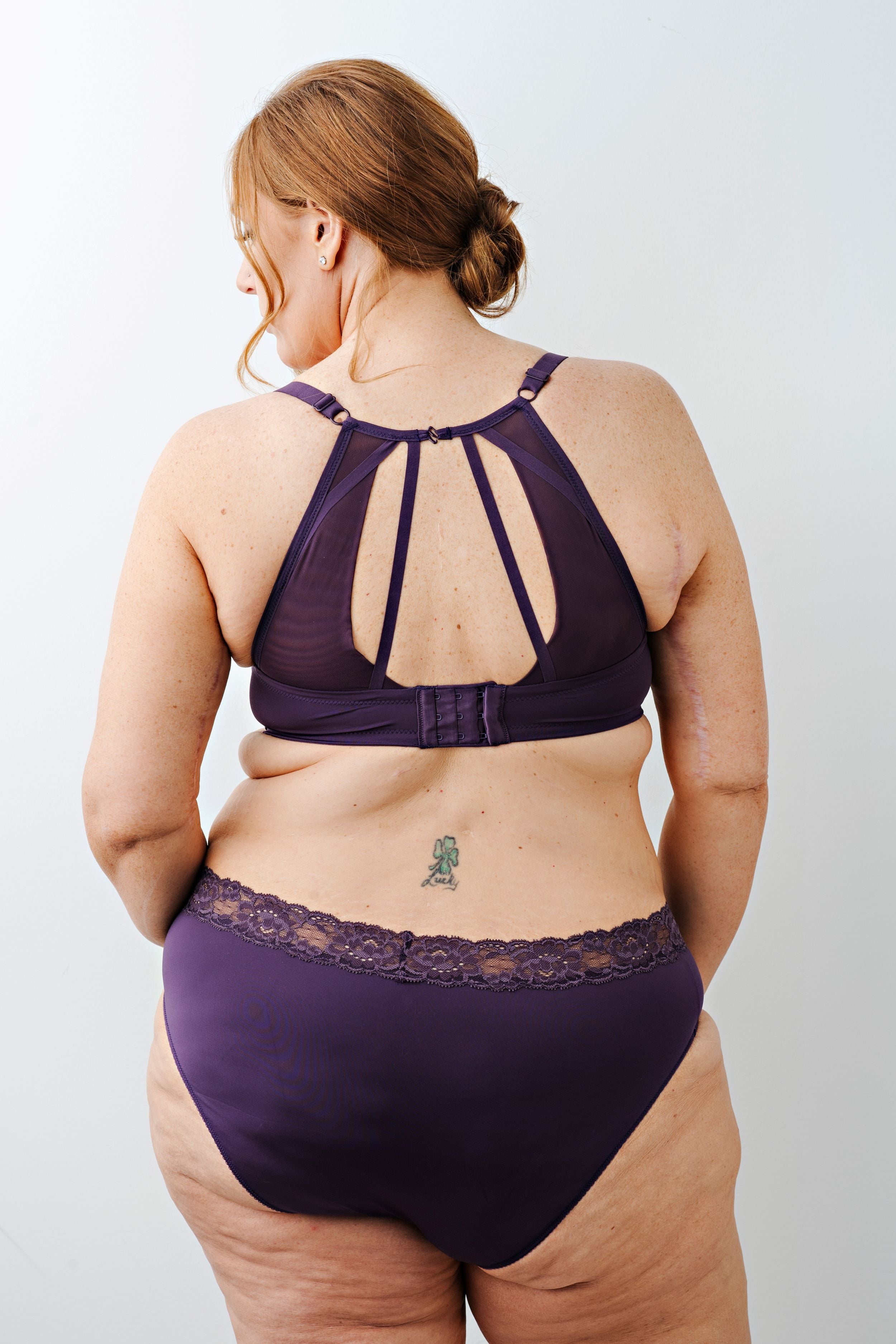 Devaney Strappy Sheer Back T-Shirt Bra in Plum Perfect NEW!