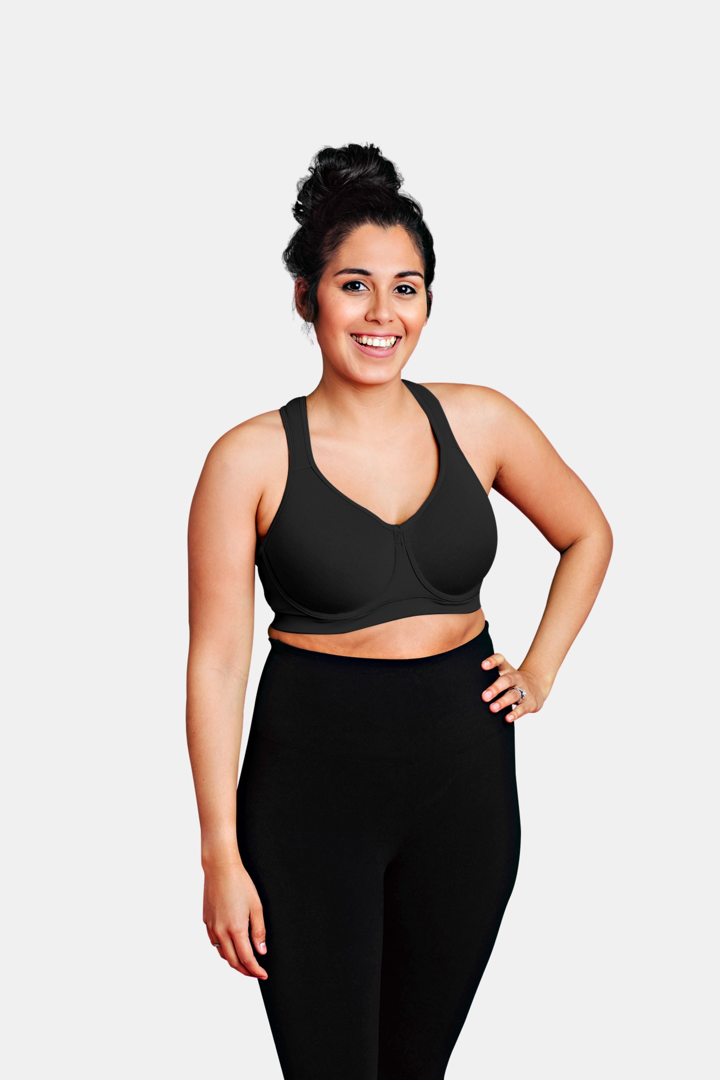 Lindsey Cotton Stretch Convertible Sports Bra in Black