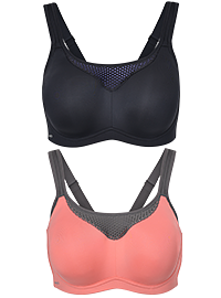 Jesse Luxe  Convertible Sports Bra  in Coral and Black