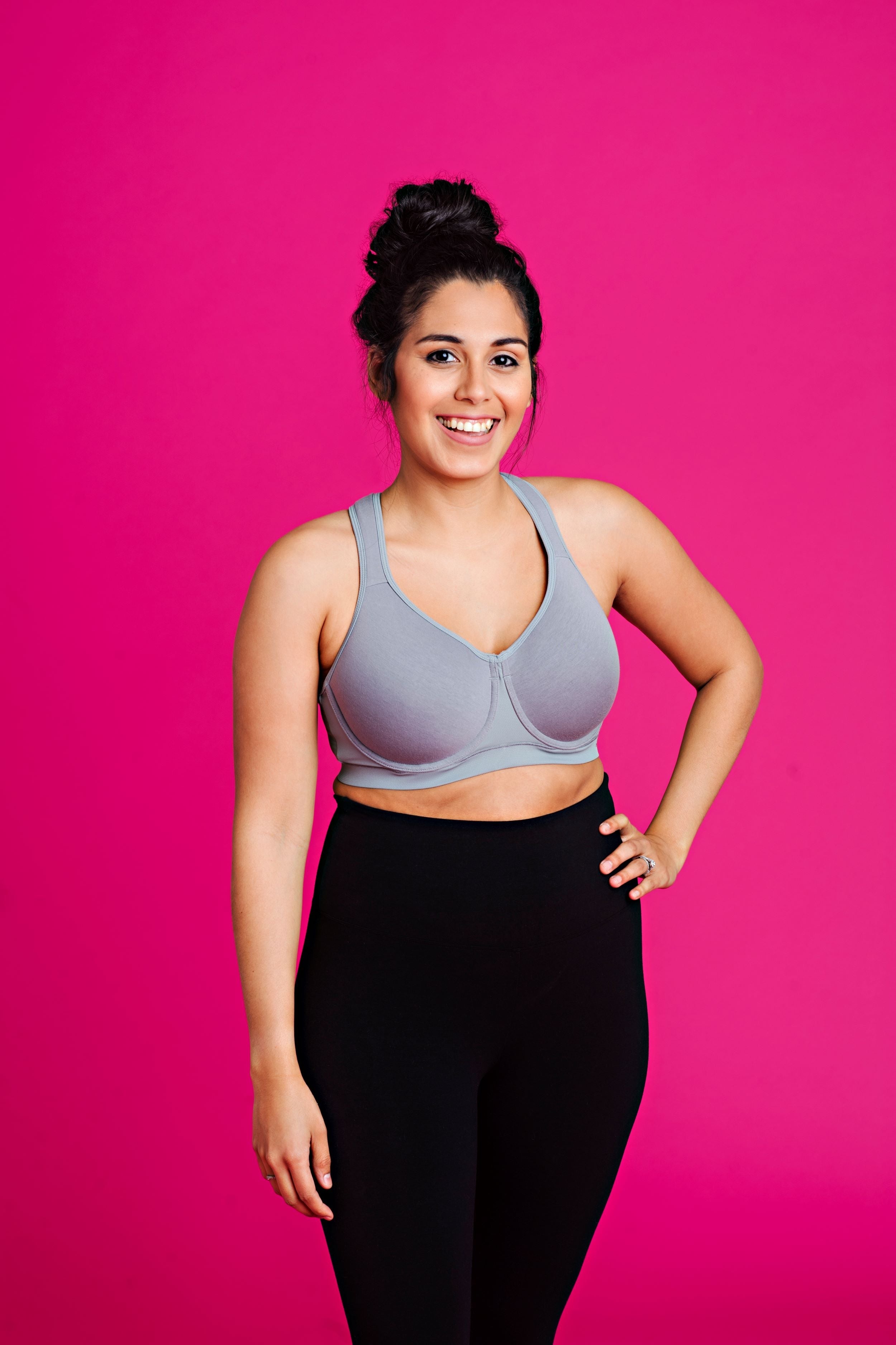 Lindsey Cotton Stretch Convertible Sports Bra in Gray